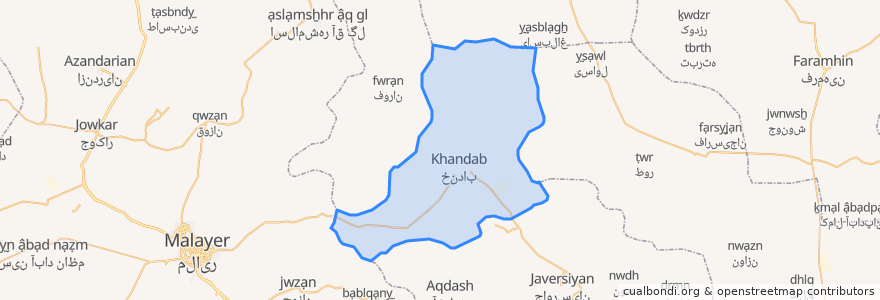 Mapa de ubicacion de دهستان خنداب.