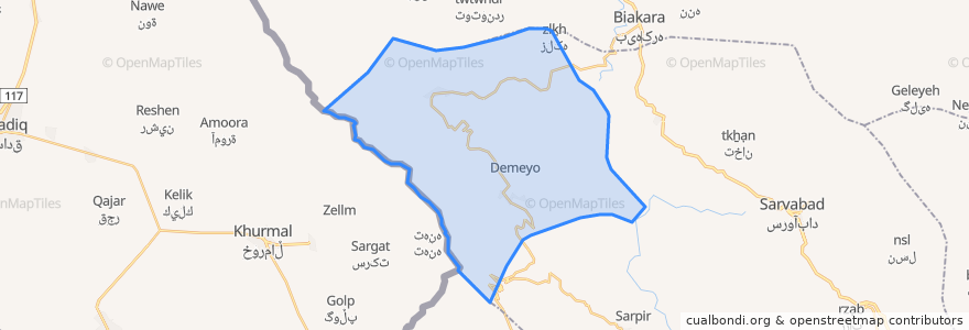 Mapa de ubicacion de دهستان دزلی.