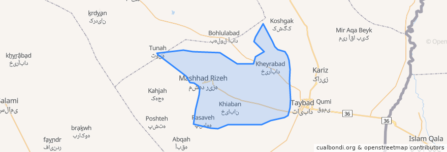 Mapa de ubicacion de دهستان دشت تایباد.