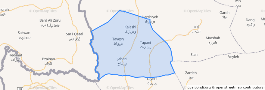 Mapa de ubicacion de دهستان دشت ذهاب.