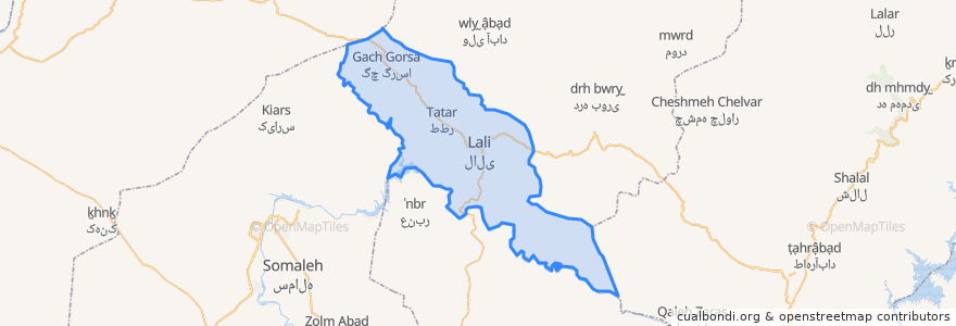 Mapa de ubicacion de دهستان دشت لالی.