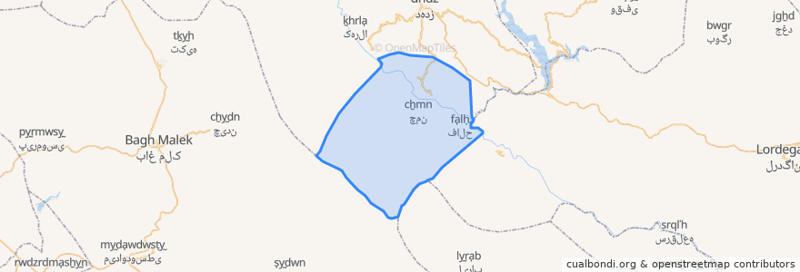 Mapa de ubicacion de دهستان دنباله رودجنوبی.