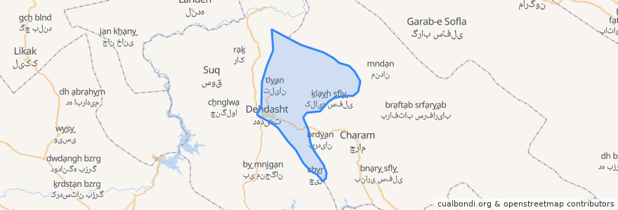 Mapa de ubicacion de دهستان دهدشت شرقی.