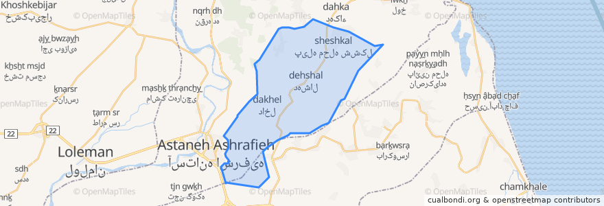 Mapa de ubicacion de دهستان دهشال.