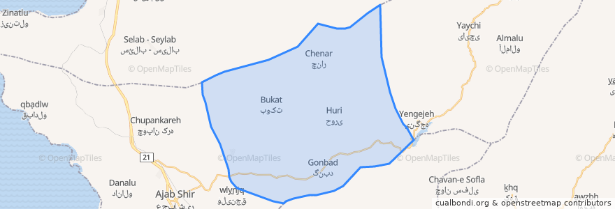 Mapa de ubicacion de دهستان دیزجرودشرقی.