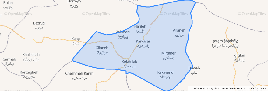 Mapa de ubicacion de دهستان دینور.