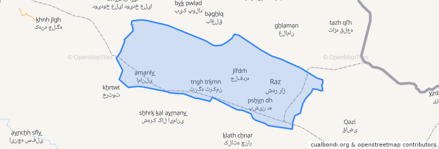 Mapa de ubicacion de دهستان راز.