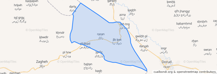 Mapa de ubicacion de دهستان رازان.