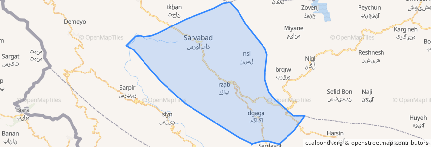 Mapa de ubicacion de دهستان رزآب.