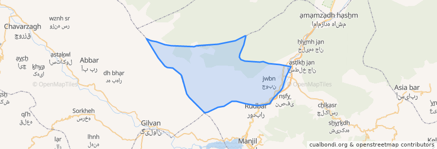 Mapa de ubicacion de دهستان رستم آباد جنوبی.