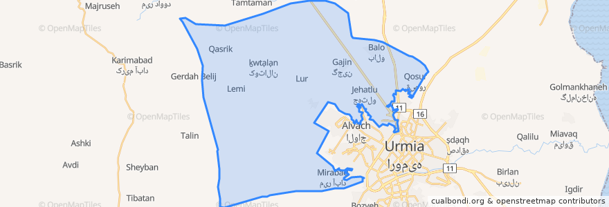 Mapa de ubicacion de دهستان روضه چای.