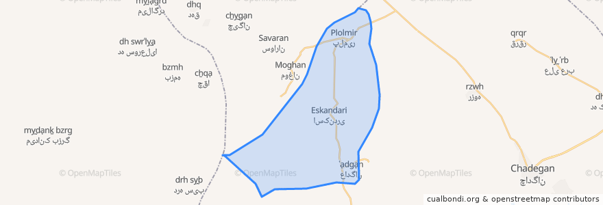 Mapa de ubicacion de دهستان زاینده رود شمالی.