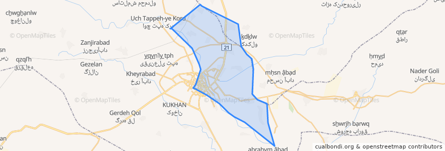 Mapa de ubicacion de دهستان زرینه رودشمالی.