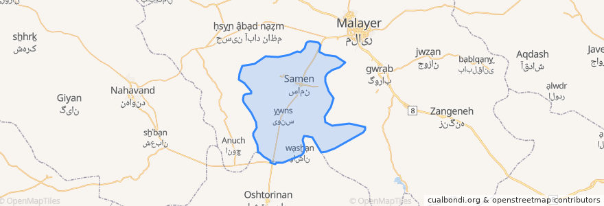 Mapa de ubicacion de Samen Rural District.