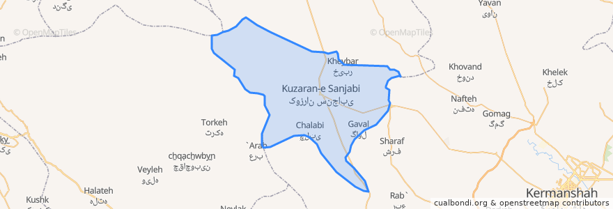 Mapa de ubicacion de دهستان سنجابی.