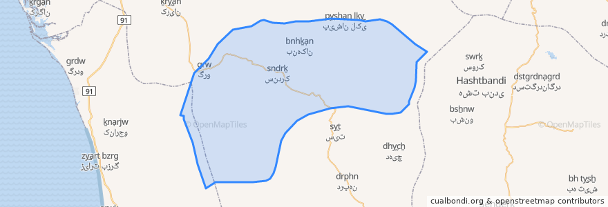 Mapa de ubicacion de دهستان سندرک.