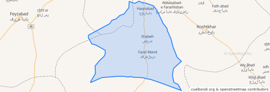 Mapa de ubicacion de دهستان شعبه.