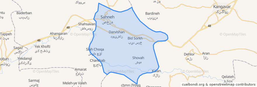 Mapa de ubicacion de دهستان صحنه.