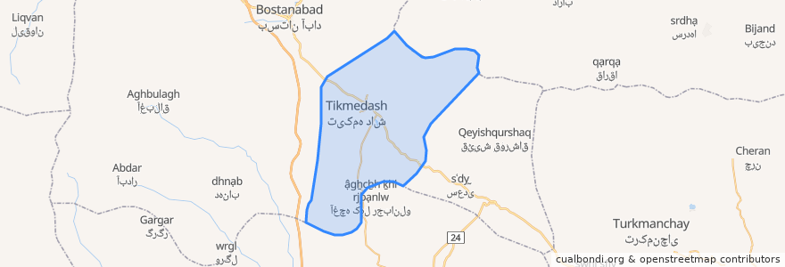 Mapa de ubicacion de دهستان عباس غربی.