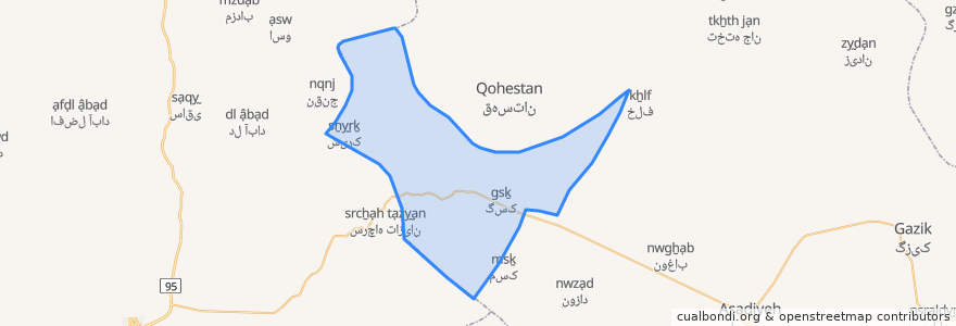 Mapa de ubicacion de دهستان فخرود.