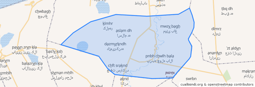 Mapa de ubicacion de دهستان فرح آبادجنوبی.