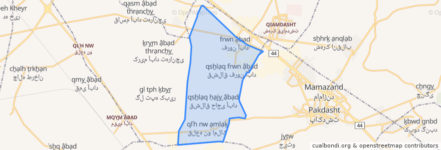 Mapa de ubicacion de دهستان فرون آباد.