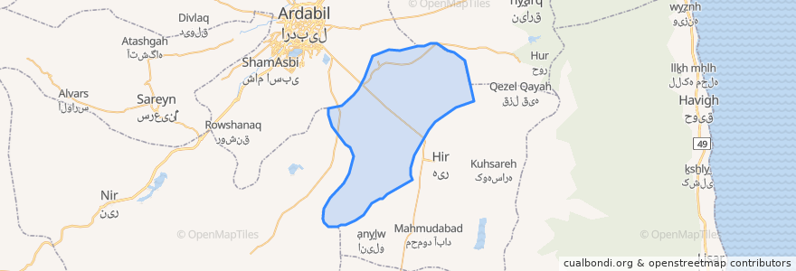 Mapa de ubicacion de دهستان فولادلوی شمالی.