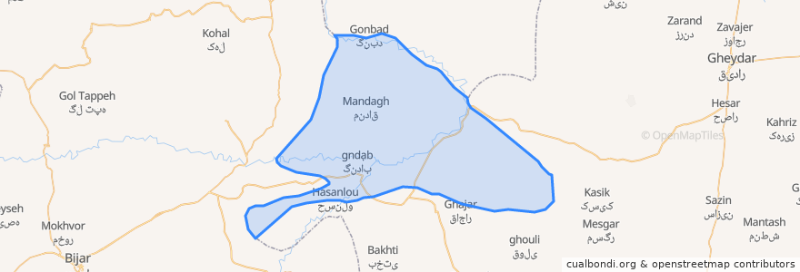 Mapa de ubicacion de دهستان قشلاقات افشار.