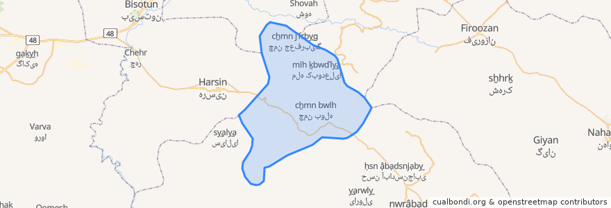 Mapa de ubicacion de دهستان کاکاوندشرقی.