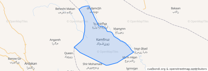 Mapa de ubicacion de دهستان کامفیروز جنوبی.