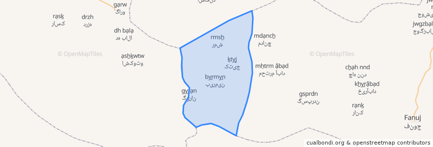 Mapa de ubicacion de دهستان کتیج.