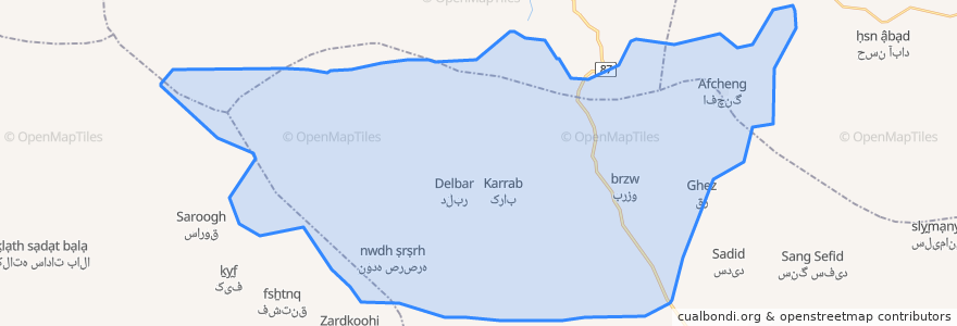 Mapa de ubicacion de دهستان کراب.