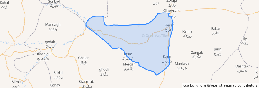 Mapa de ubicacion de دهستان کرسف.