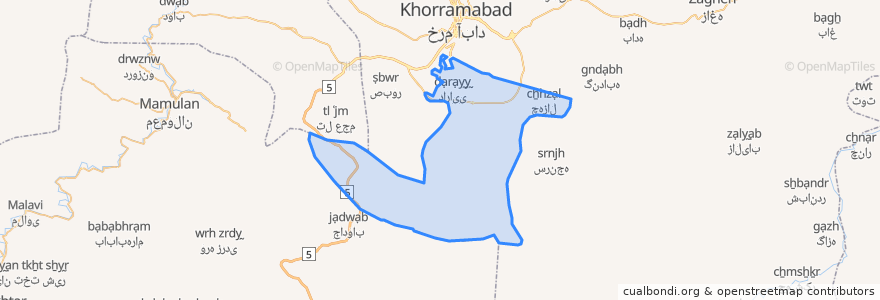 Mapa de ubicacion de دهستان کرگاه شرقی.