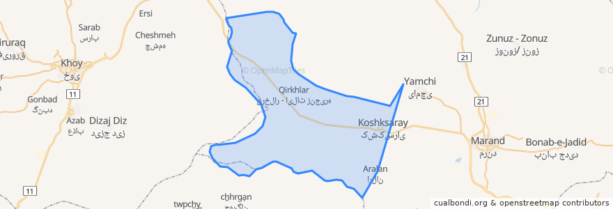 Mapa de ubicacion de دهستان کشکسرای.