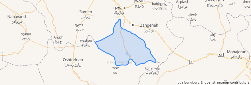 Mapa de ubicacion de دهستان کمازان سفلی.