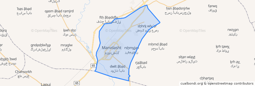 Mapa de ubicacion de حومه شهر مرودشت.