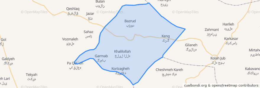 Mapa de ubicacion de دهستان کندوله.