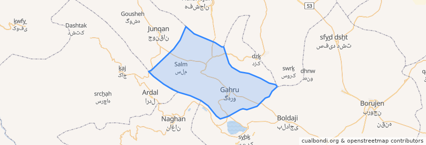 Mapa de ubicacion de دهستان کیارغربی.