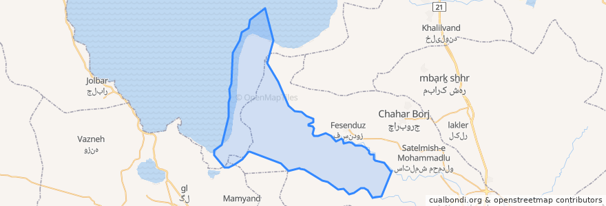 Mapa de ubicacion de دهستان مرحمت آبادجنوبی.