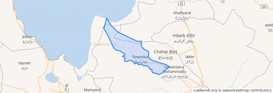 Mapa de ubicacion de دهستان مرحمت آباد میانی.