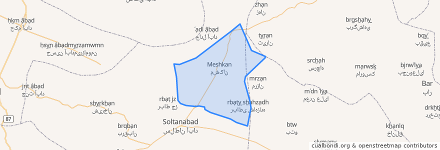 Mapa de ubicacion de دهستان مشکان.