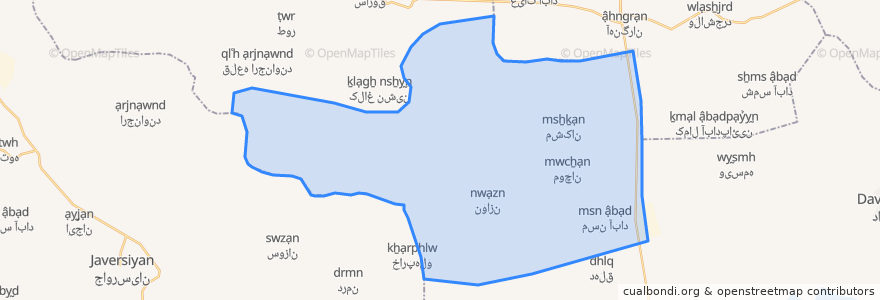 Mapa de ubicacion de دهستان مشهدالکوبه.