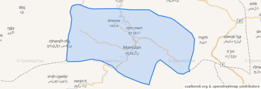 Mapa de ubicacion de شهرستان معمولان.