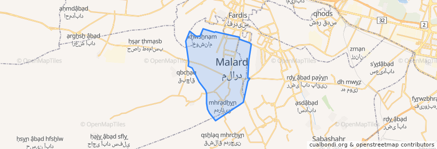 Mapa de ubicacion de دهستان ملارد شمالی.