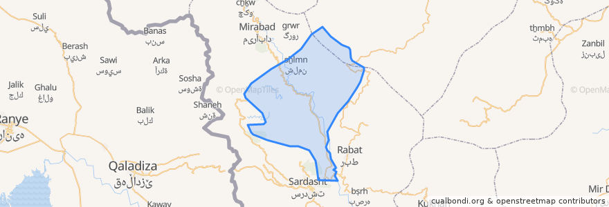 Mapa de ubicacion de دهستان ملکاری شرقی.