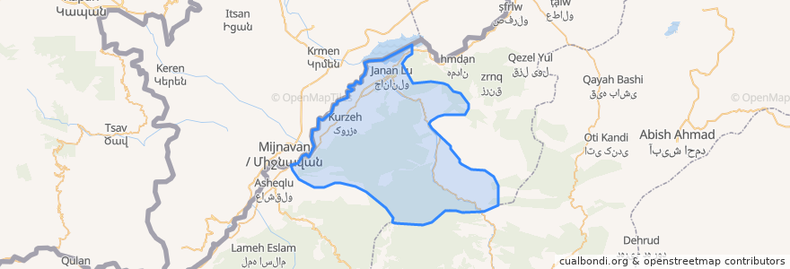 Mapa de ubicacion de دهستان منجوان شرقی.