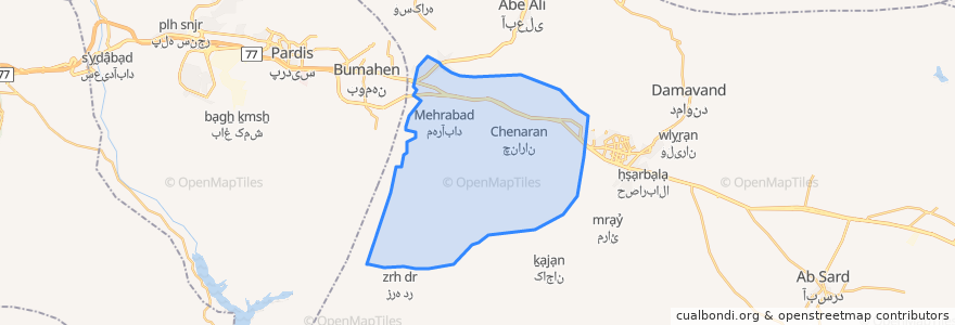 Mapa de ubicacion de دهستان مهرآباد.