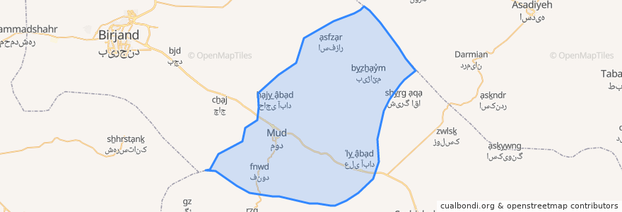 Mapa de ubicacion de دهستان مود.