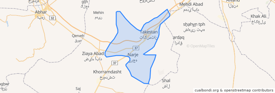 Mapa de ubicacion de دهستان نرجه.